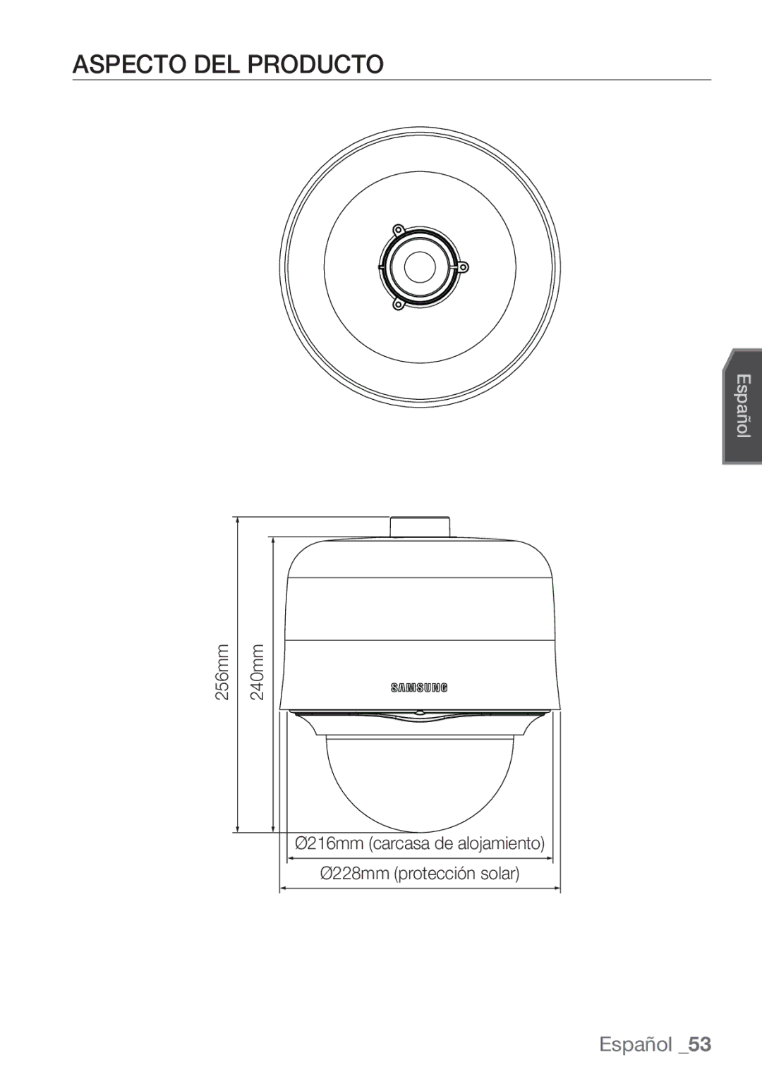 Samsung SCC-C7453P manual Aspecto DEL Producto 