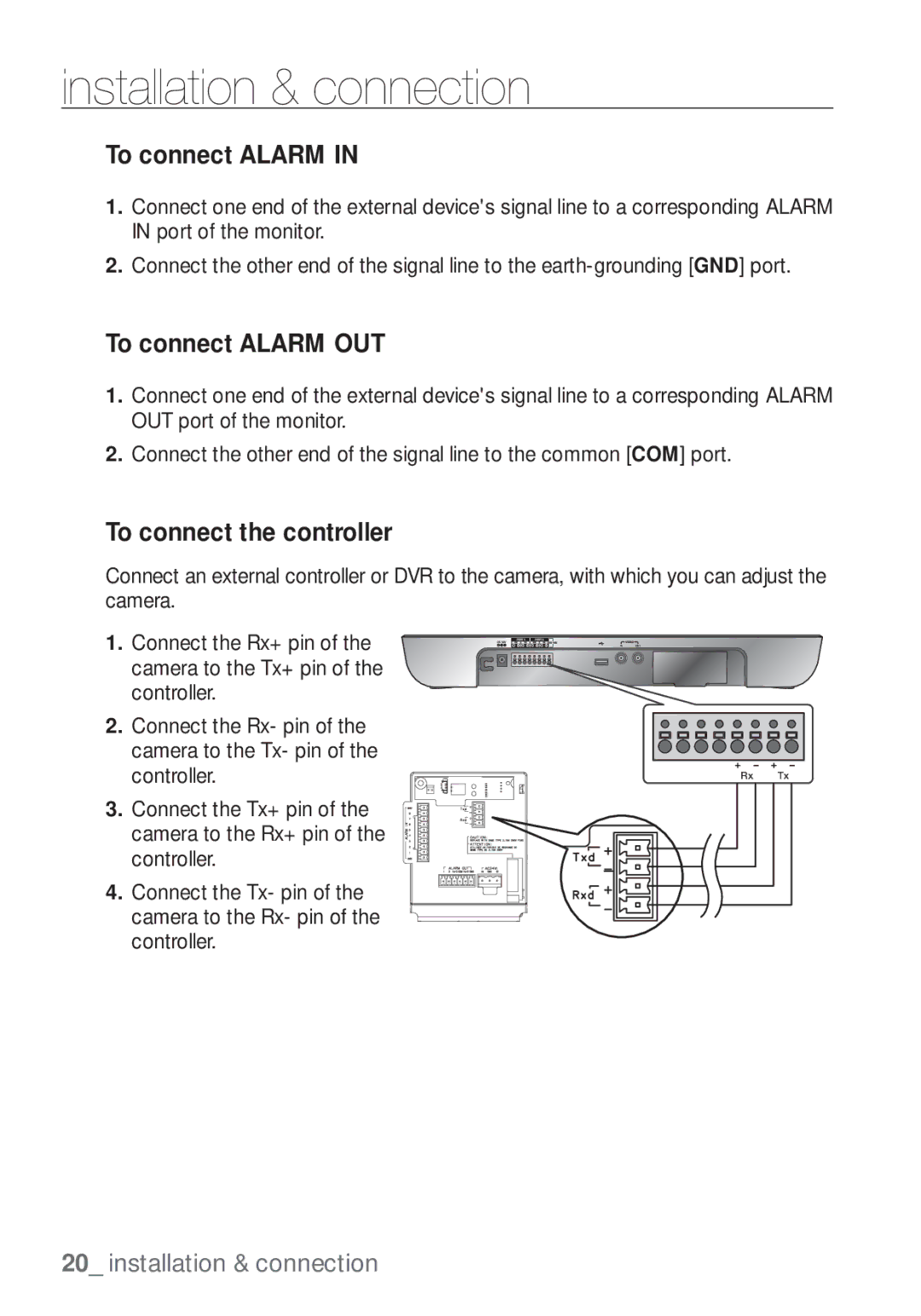 Samsung SCC-C7453P manual To connect Alarm 