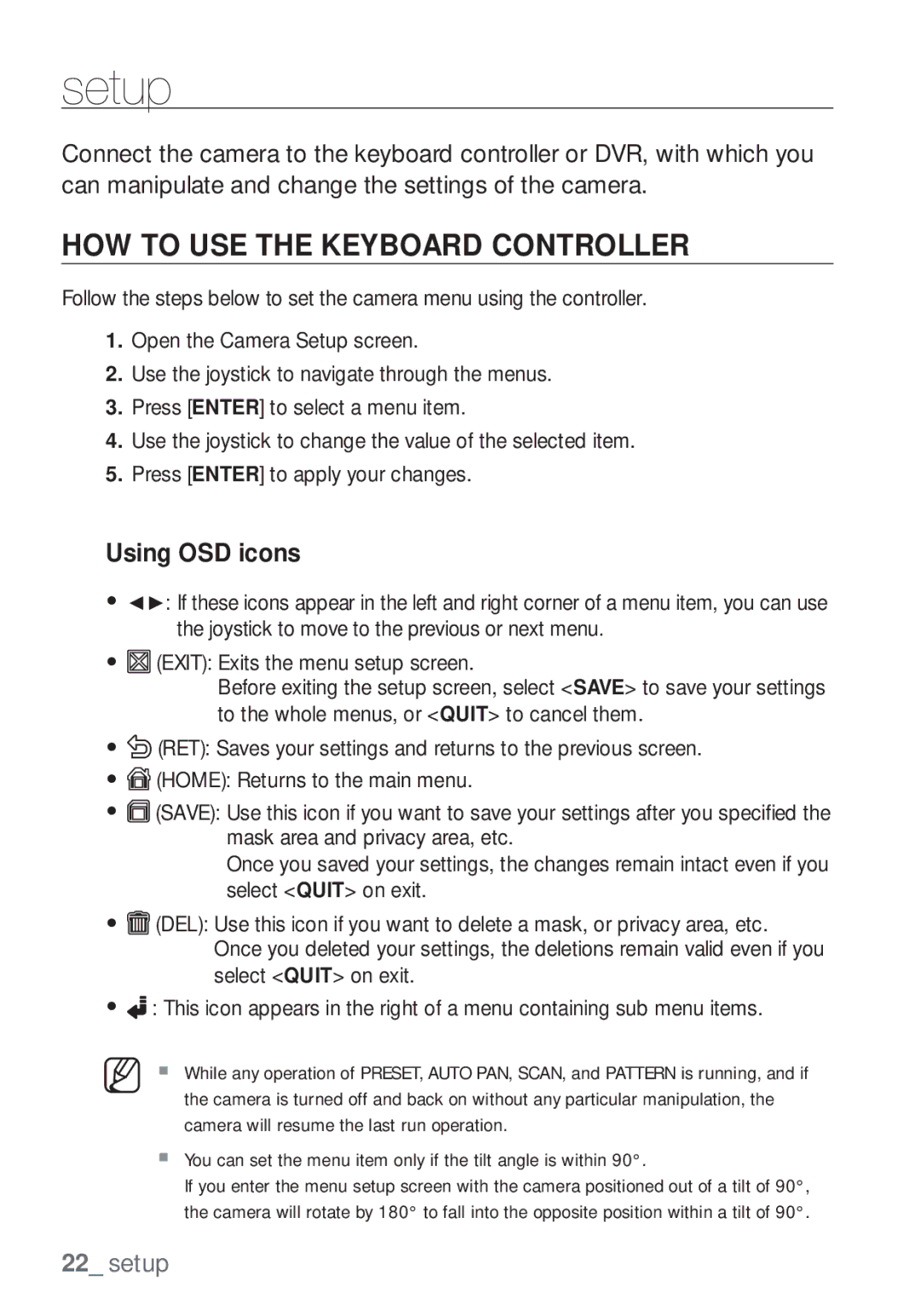 Samsung SCC-C7453P manual Setup, HOW to USE the Keyboard Controller 