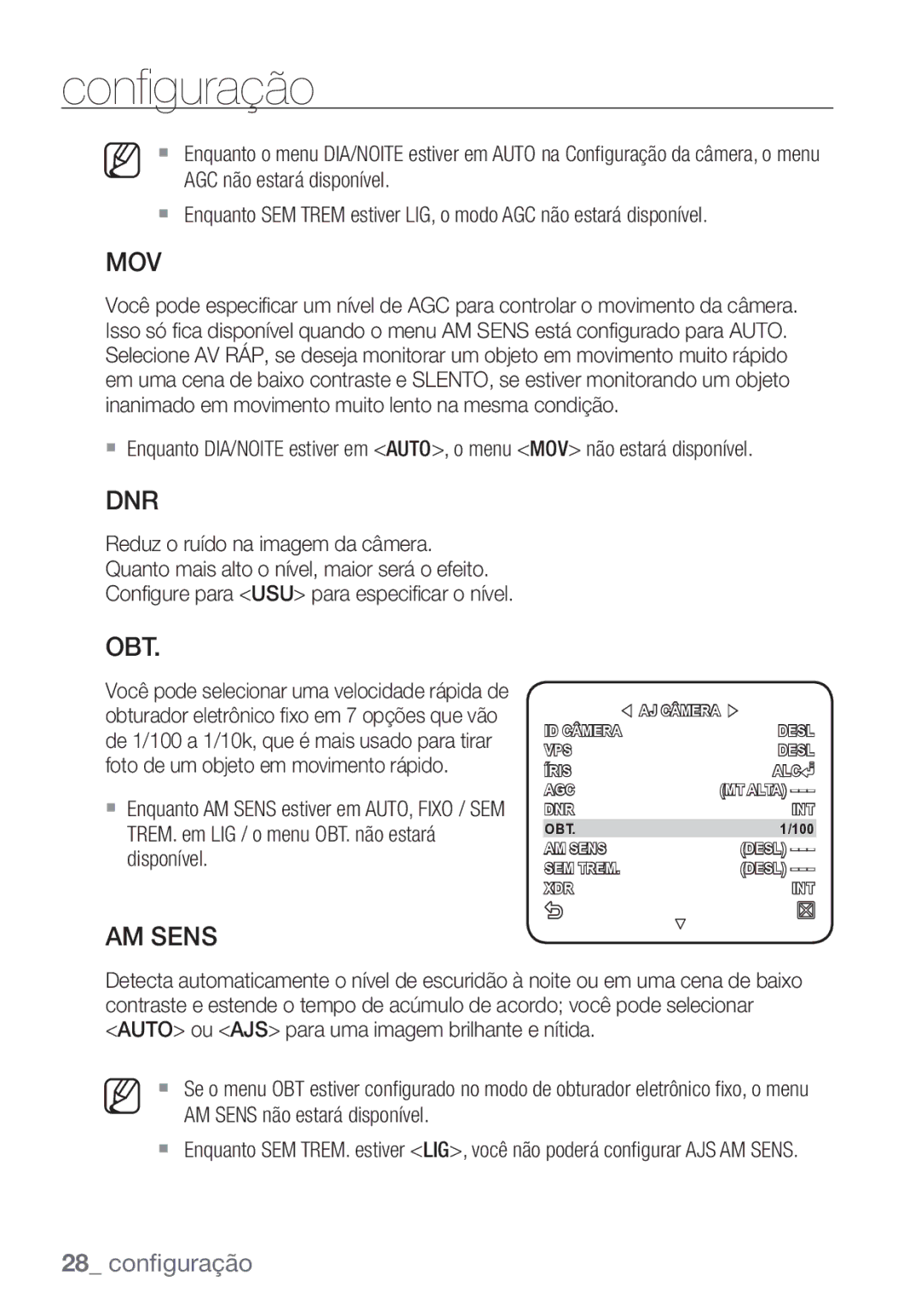 Samsung SCC-C7453P manual Mov, AM Sens 