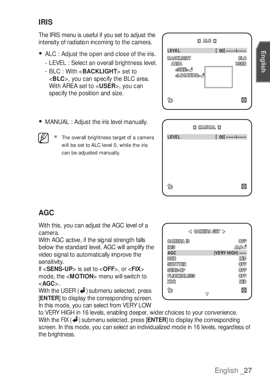 Samsung SCC-C7453P manual Iris 