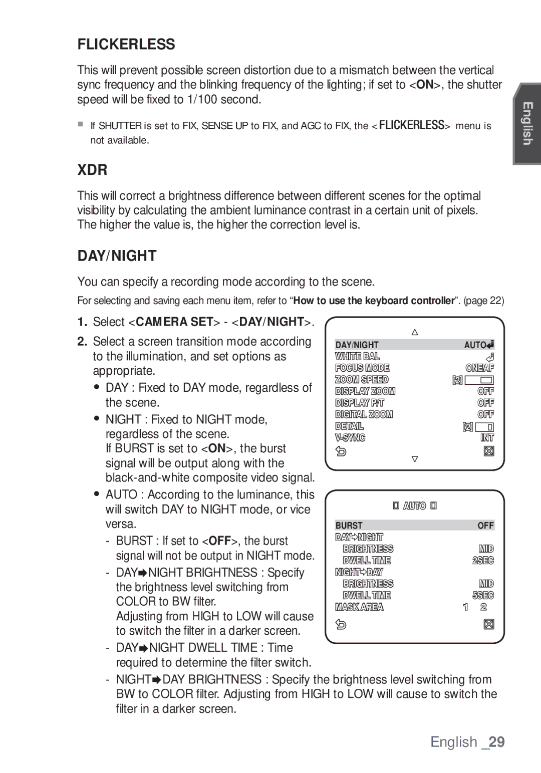 Samsung SCC-C7453P manual Flickerless 