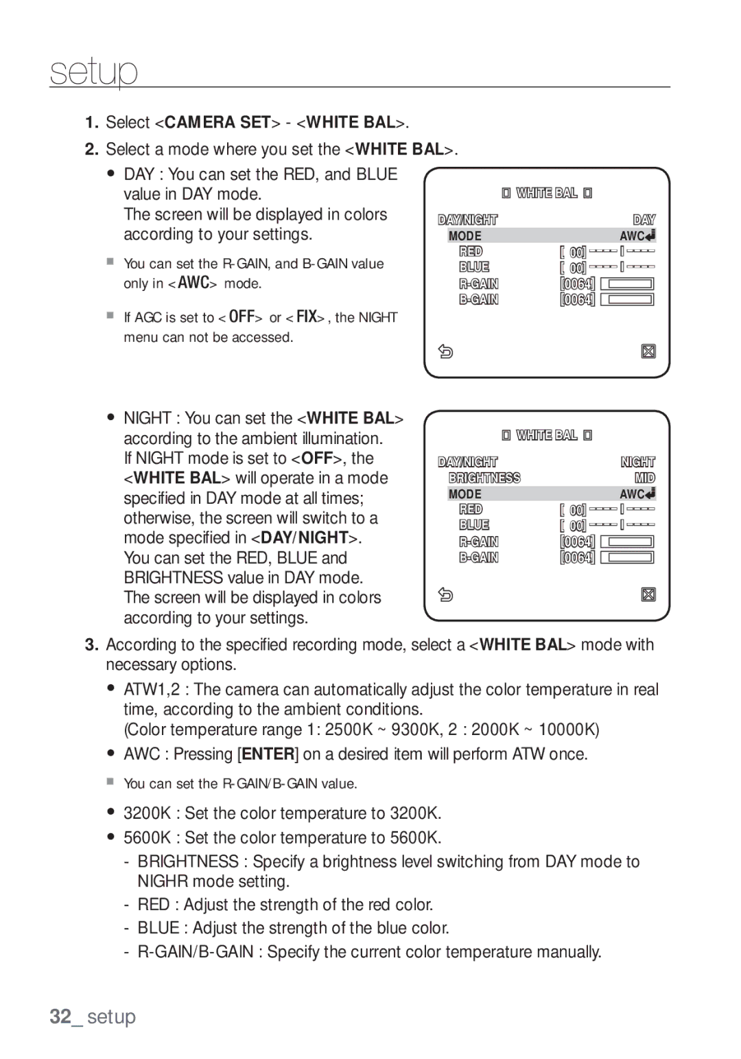 Samsung SCC-C7453P manual RED Blue 