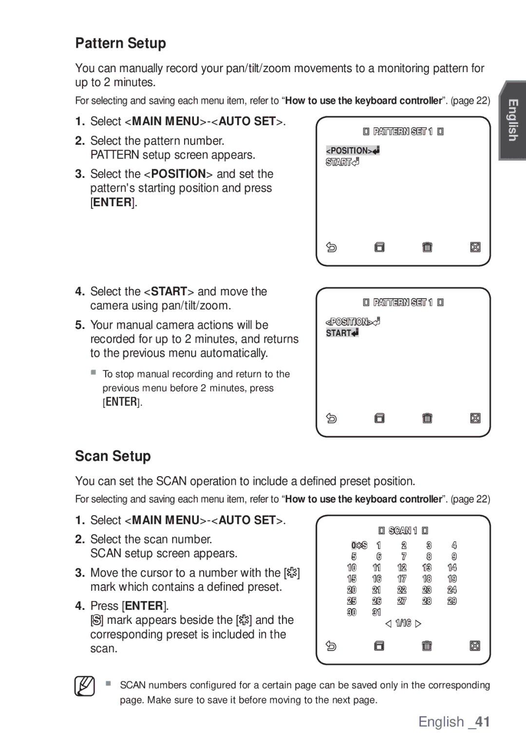 Samsung SCC-C7453P manual Pattern Setup 