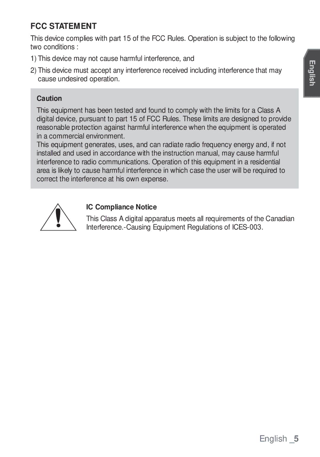 Samsung SCC-C7453P manual FCC Statement 