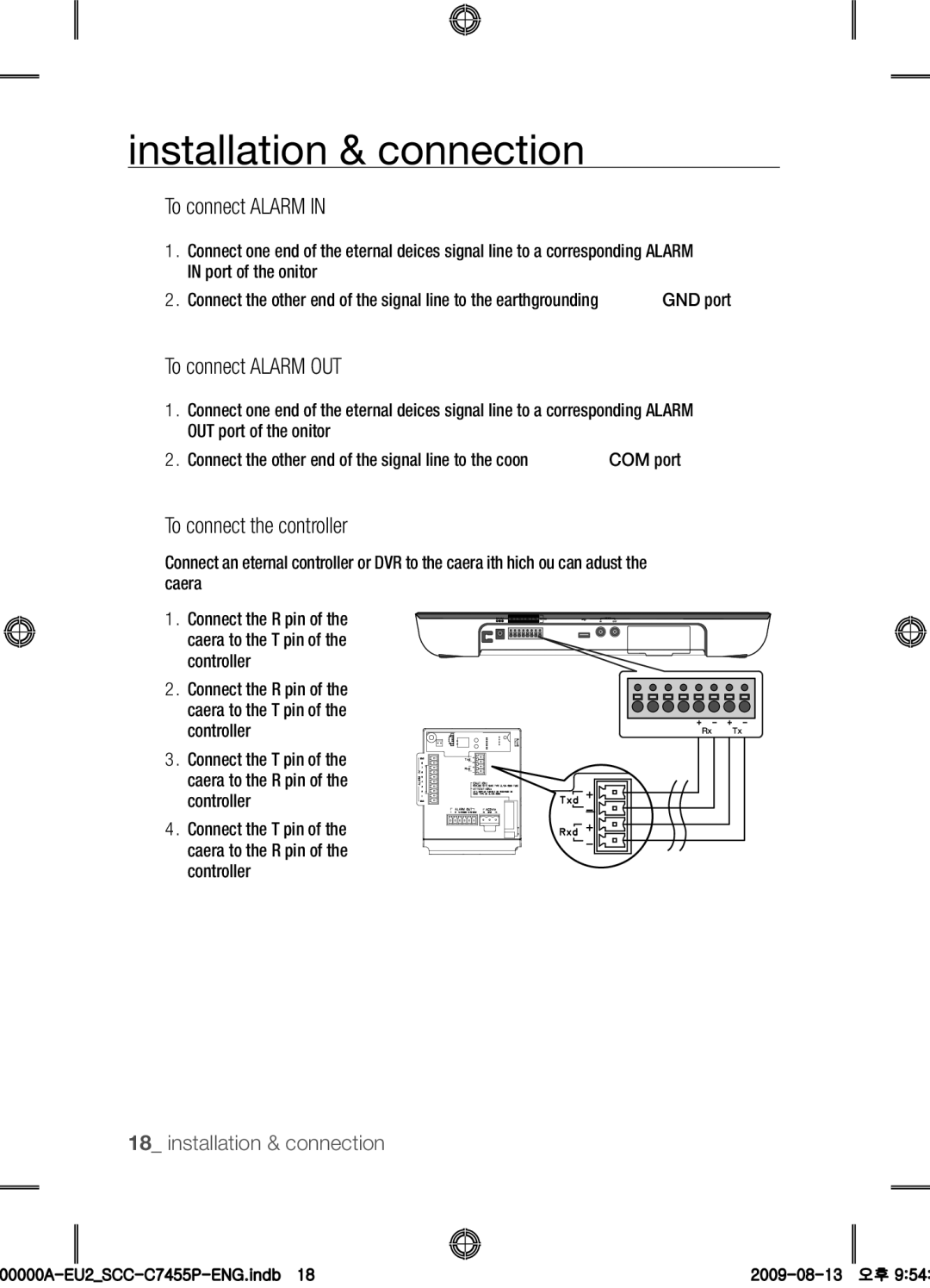 Samsung SCC-C7455P user manual To connect Alarm OUT, To connect the controller 