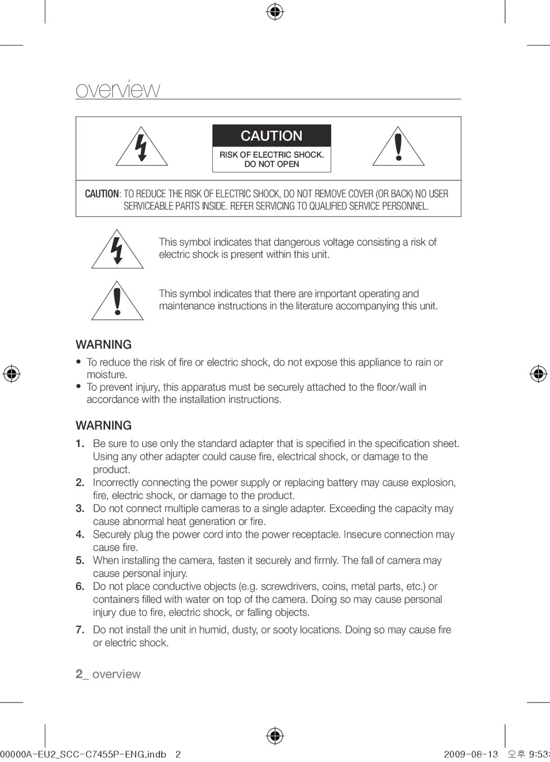 Samsung SCC-C7455P user manual Overview 