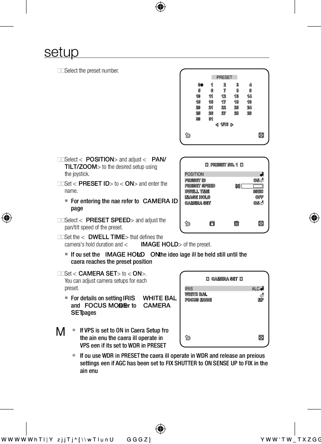 Samsung SCC-C7455P user manual Select the preset number, Select Position and adjust PAN, SET. pages 24 ~ 