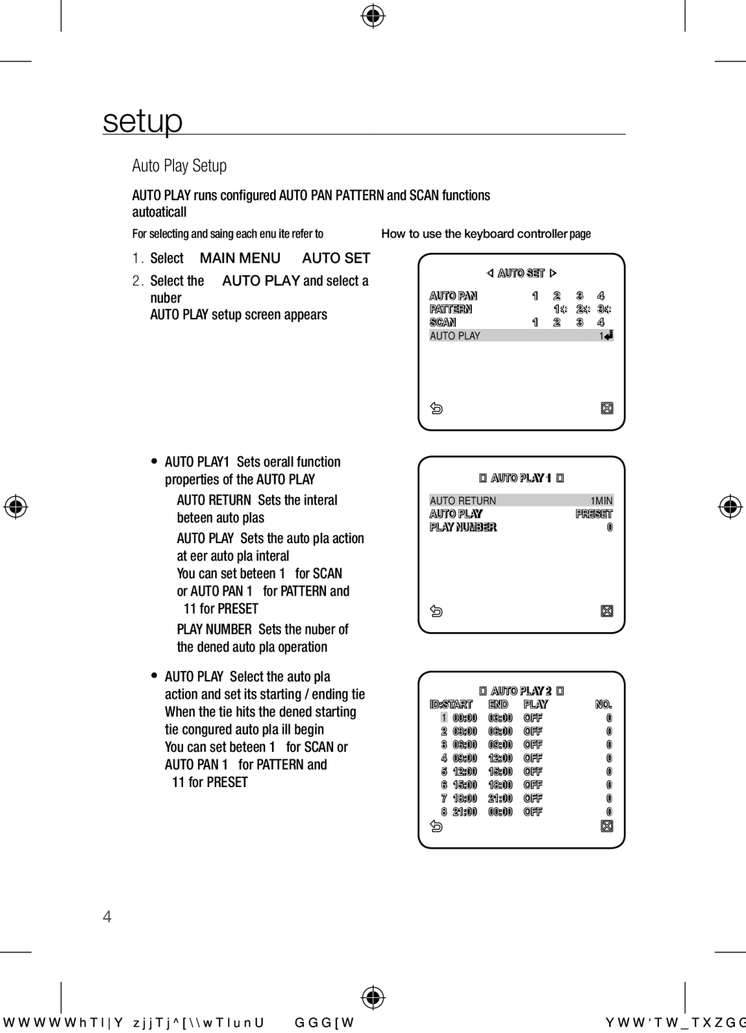 Samsung SCC-C7455P user manual Auto Play Setup, ~ 511 for Preset 