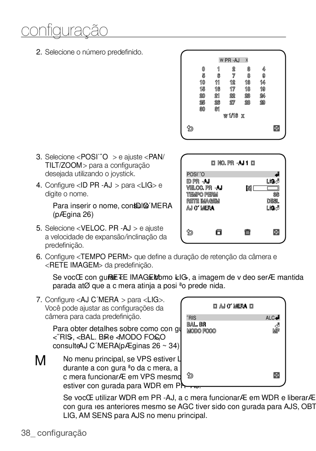 Samsung SCC-C7455P manual Selecione o número predeﬁ nido, Conﬁ gure AJ Câmera para LIG 