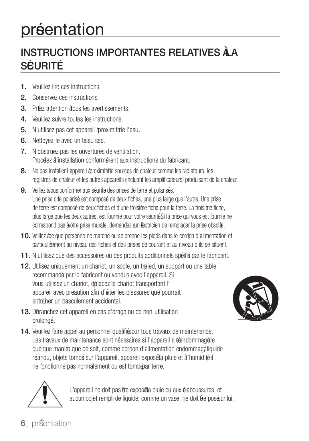 Samsung SCC-C7455P manual Instructions Importantes Relatives À LA Sécurité 