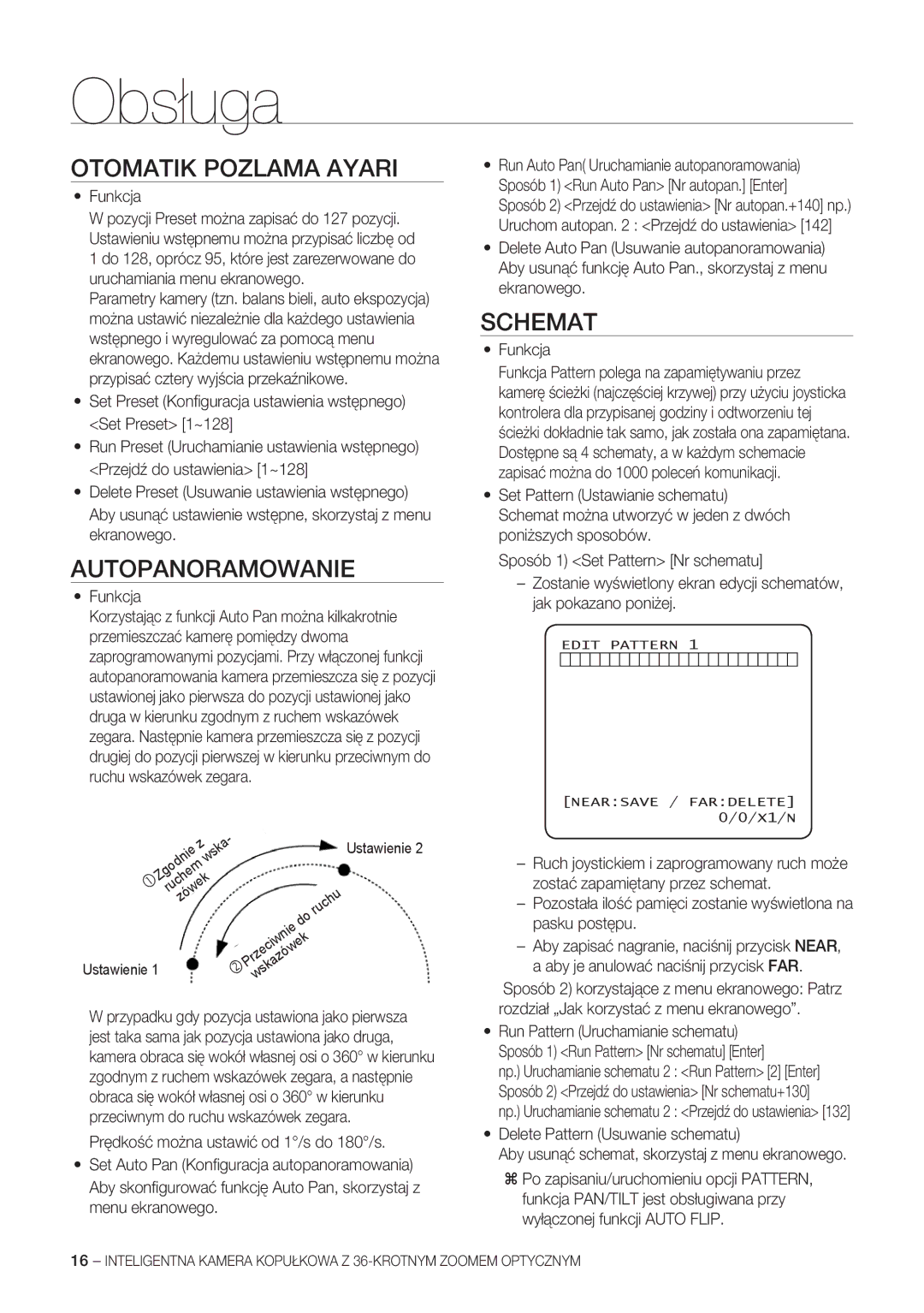 Samsung SCC-C7478P manual Otomatik Pozlama Ayari, Autopanoramowanie, Schemat, Prędkość można ustawić od 1/s do 180/s 