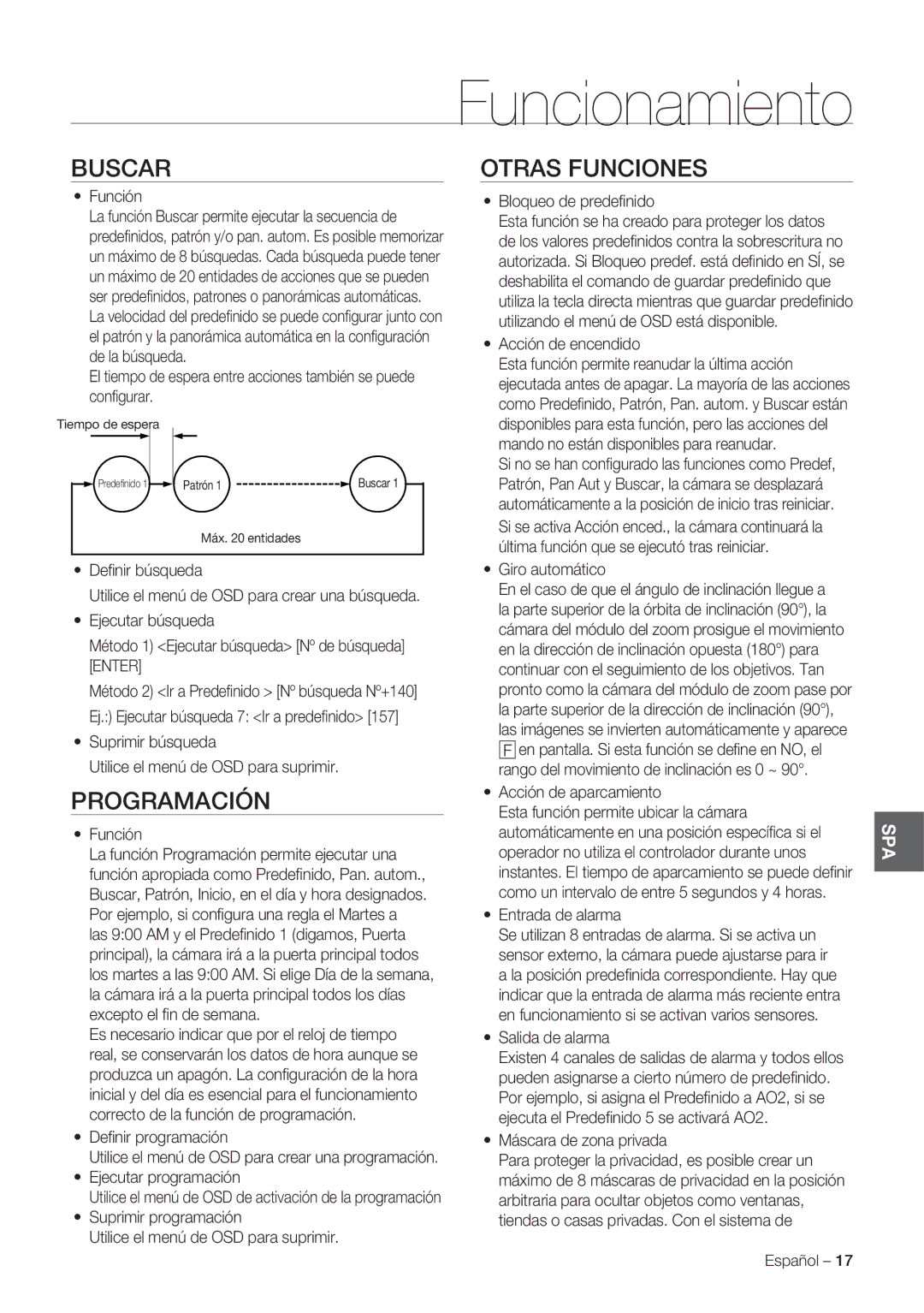 Samsung SCC-C7478P manual Buscar, Otras Funciones, Programación 