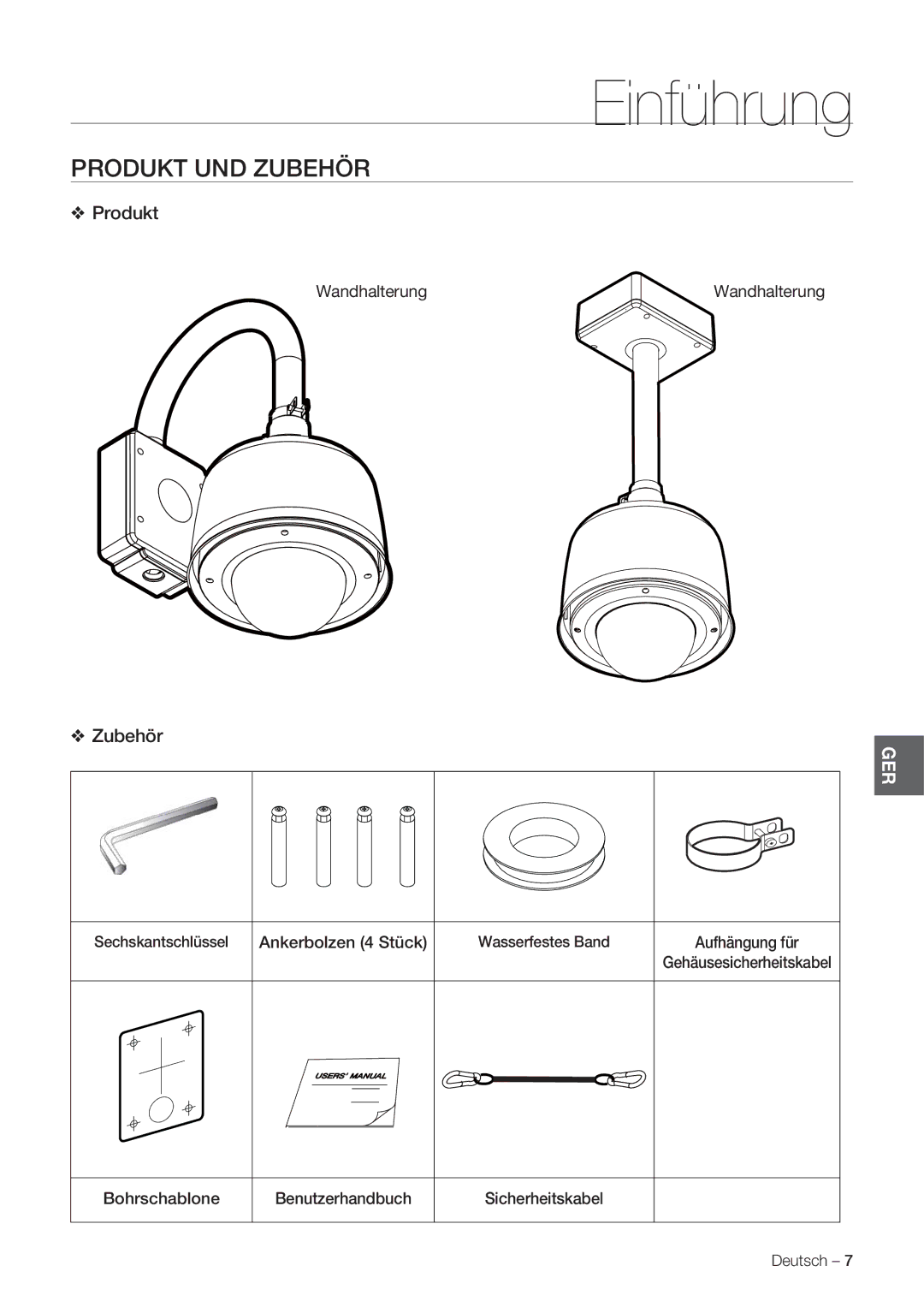 Samsung SCC-C7478P manual Produkt UND Zubehör 