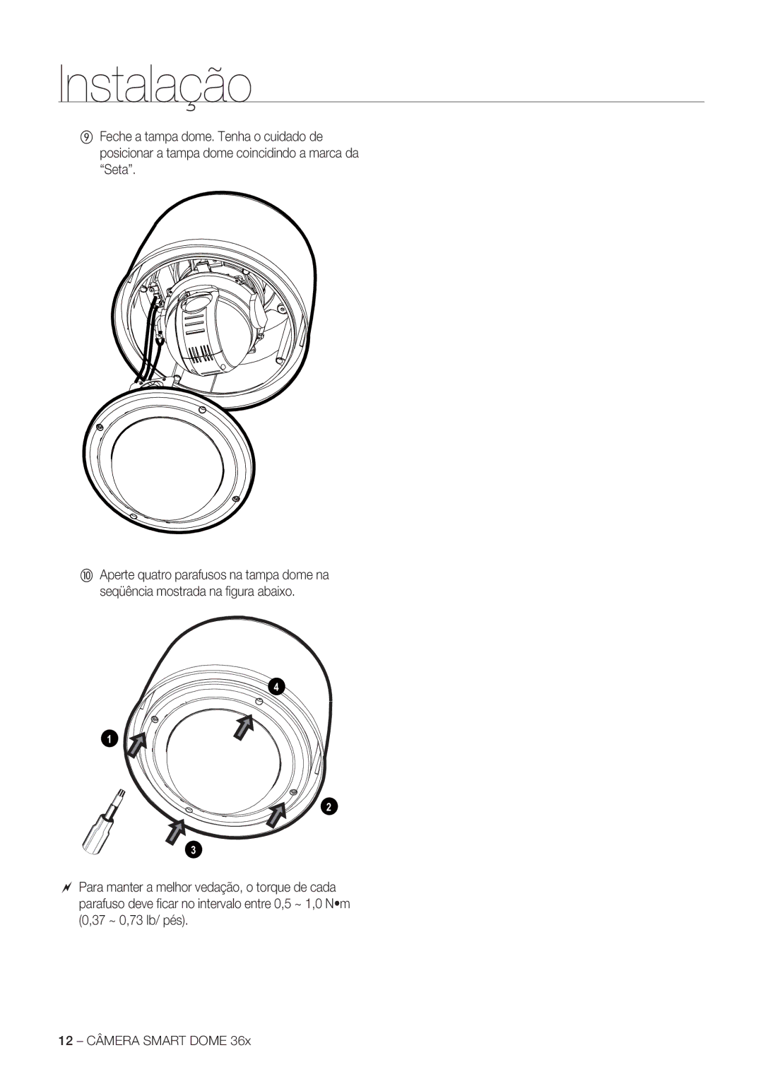 Samsung SCC-C7478P manual 12 Câmera Smart Dome 