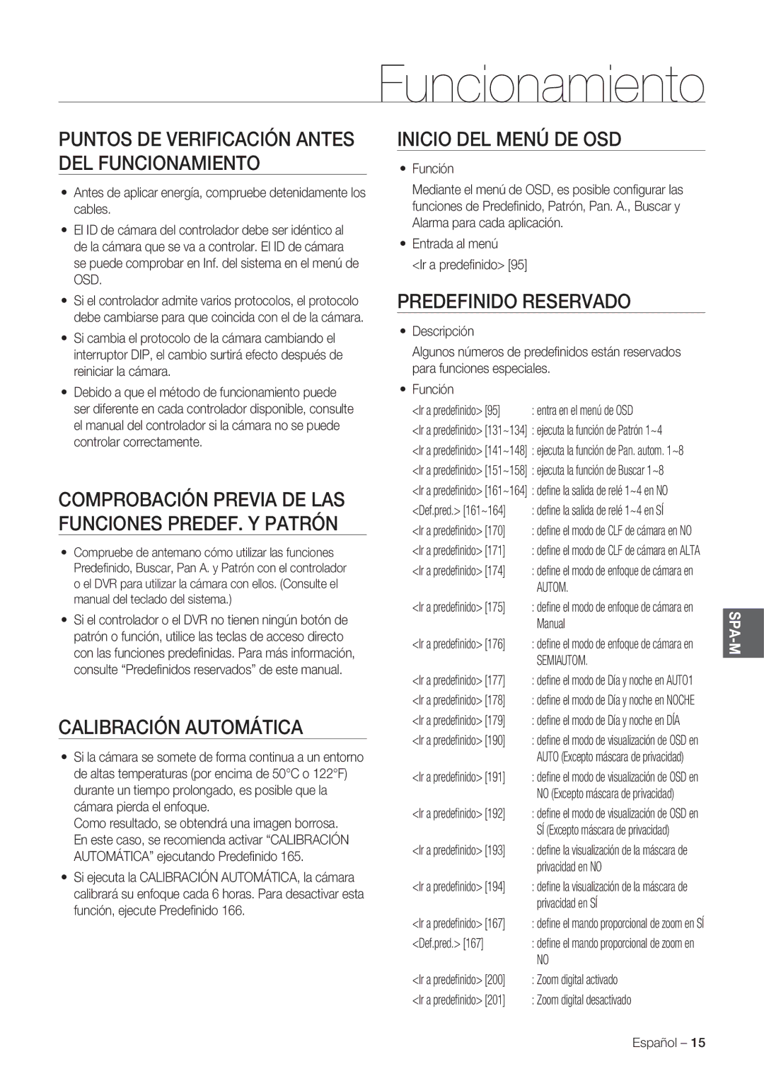 Samsung SCC-C7478P Puntos DE Verificación Antes DEL Funcionamiento, Calibración Automática, Inicio DEL Menú DE OSD 