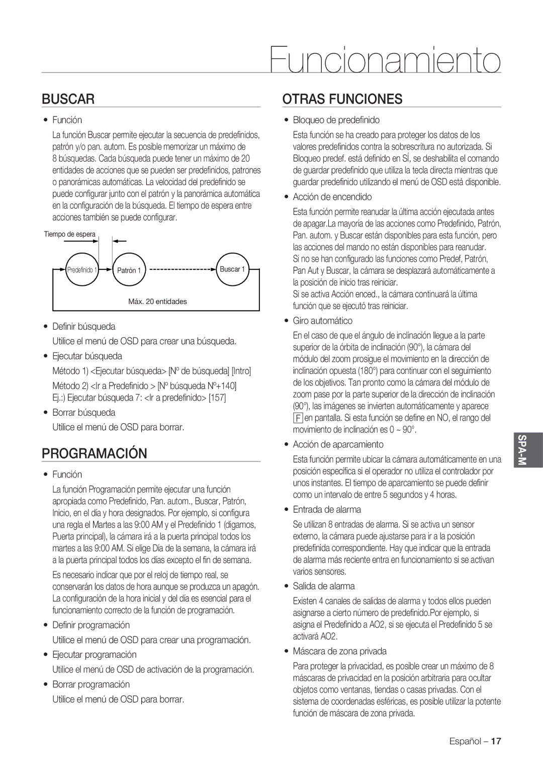 Samsung SCC-C7478P manual Buscar, Otras Funciones, Programación 