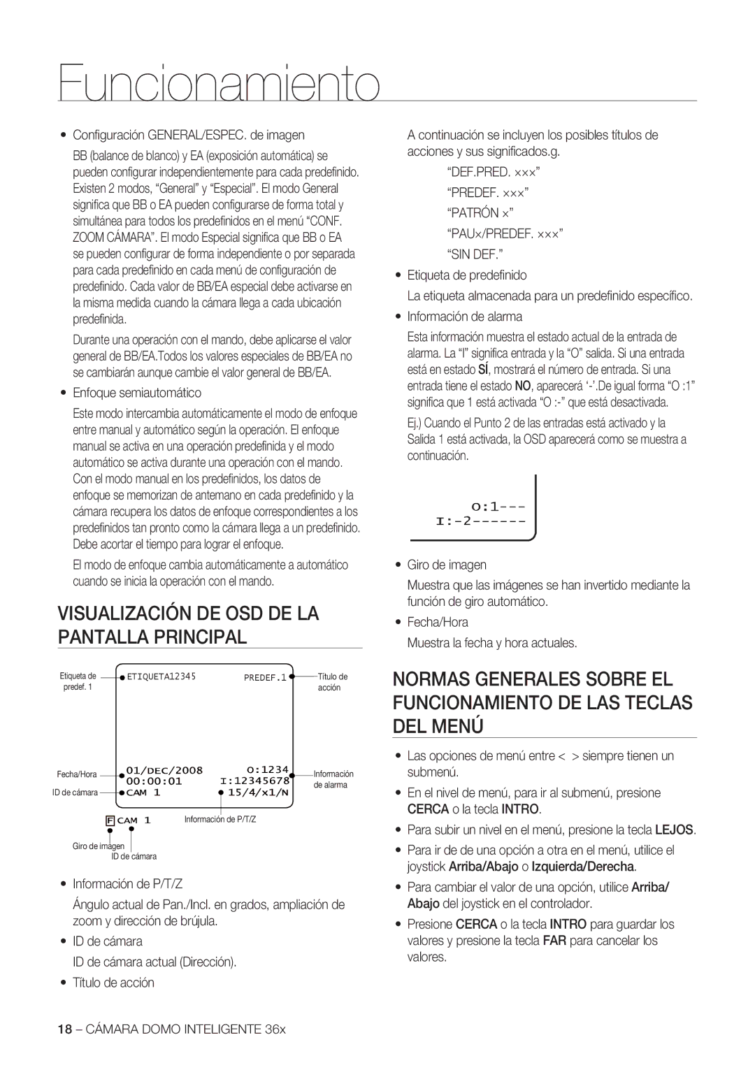 Samsung SCC-C7478P manual Visualización DE OSD DE LA Pantalla Principal, Patrón ×, Sin Def 