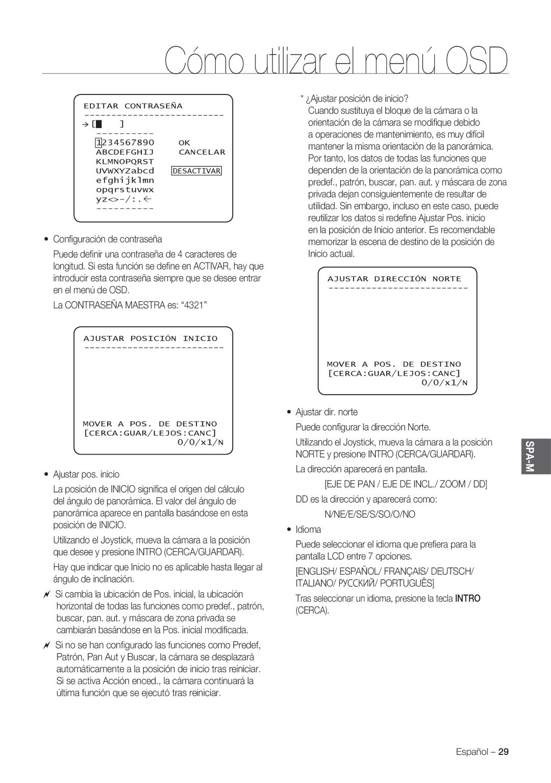 Samsung SCC-C7478P manual Ne/E/Se/S/So/O/No 