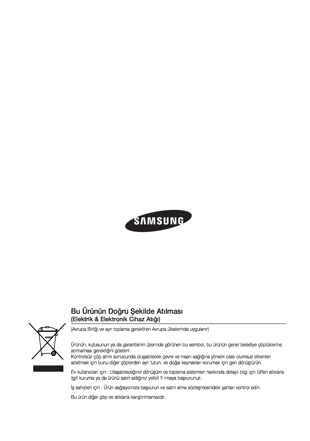 Samsung SCC-C7478P manual Bu Ürünün Doğru Şekilde Atılması, Elektrik & Elektronik Cihaz Atığı 