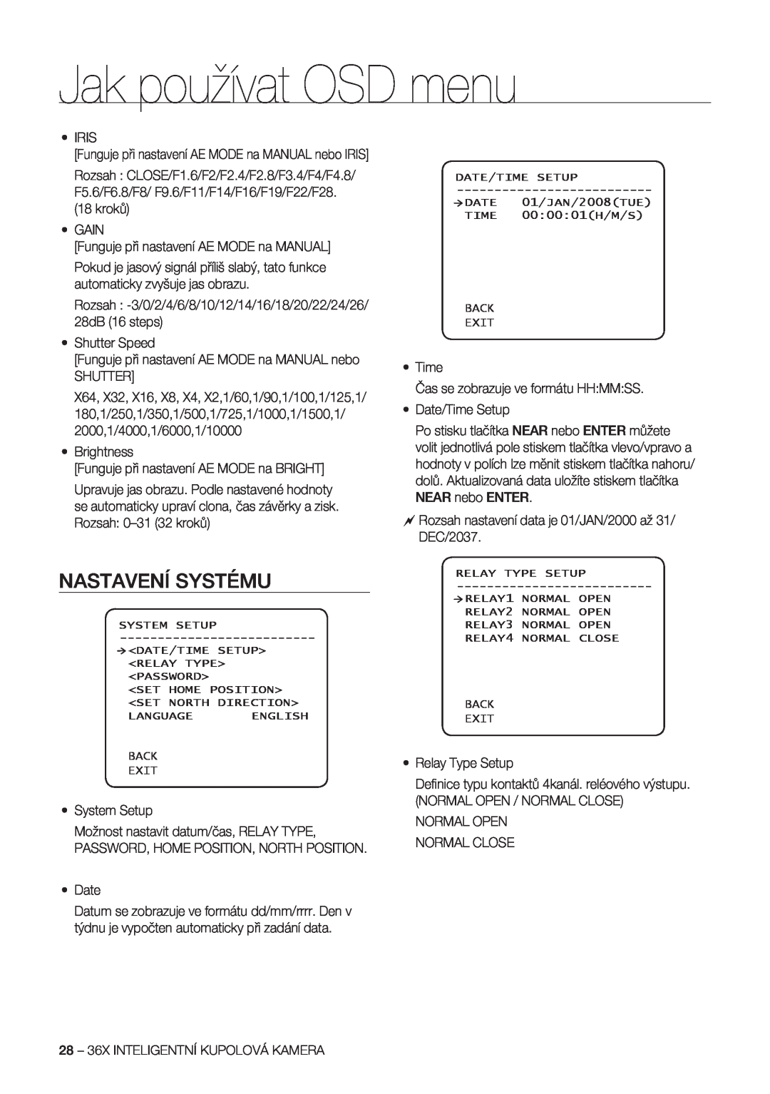 Samsung SCC-C7478P manual Nastavení Systému, Jak používat OSD menu 