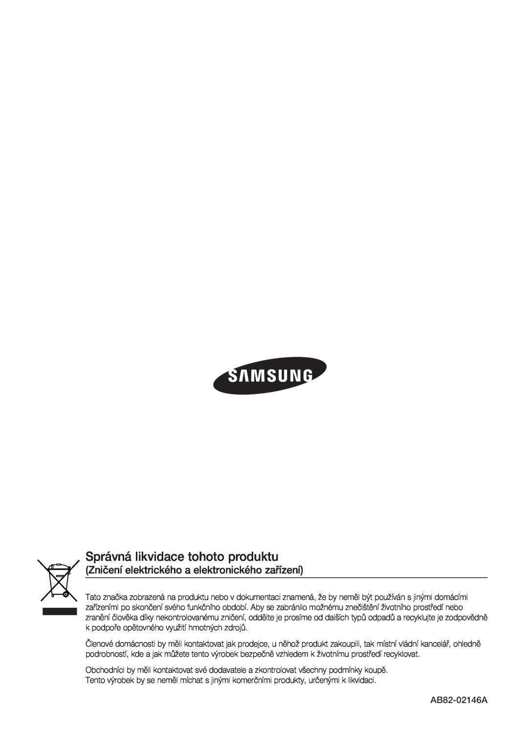 Samsung SCC-C7478P manual Správná likvidace tohoto produktu, Zničení elektrického a elektronického zařízení 