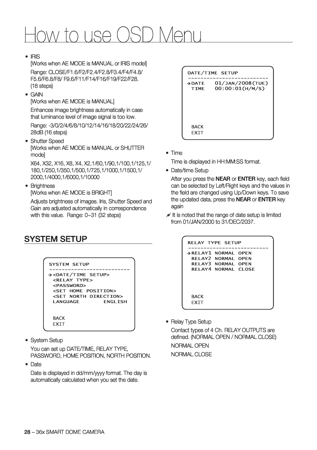 Samsung SCC-C7478P manual System Setup, How to use OSD Menu 
