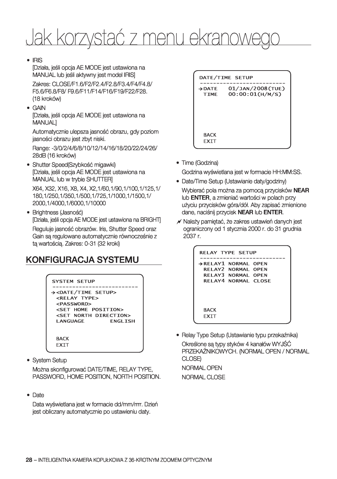 Samsung SCC-C7478P manual Konfiguracja Systemu, Jak korzystać z menu ekranowego 