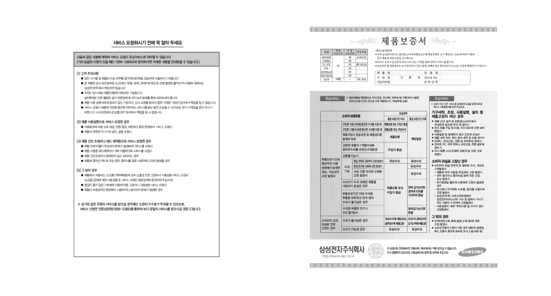 Samsung SCC-C9302(F) manual 서비스요청하시기전에꼭알아두세요 