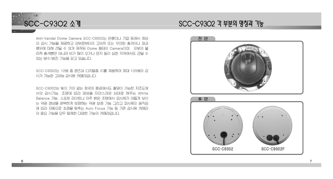 Samsung SCC-C9302(F) manual SCC-C9302 소개, SCC-C9302각 부분의 명칭과 기능 