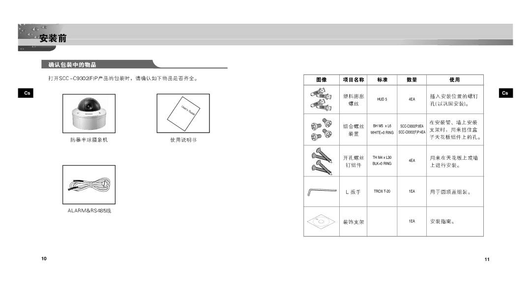 Samsung SCC-C9302FP, SCC-C9302P manual HUD 4EA 