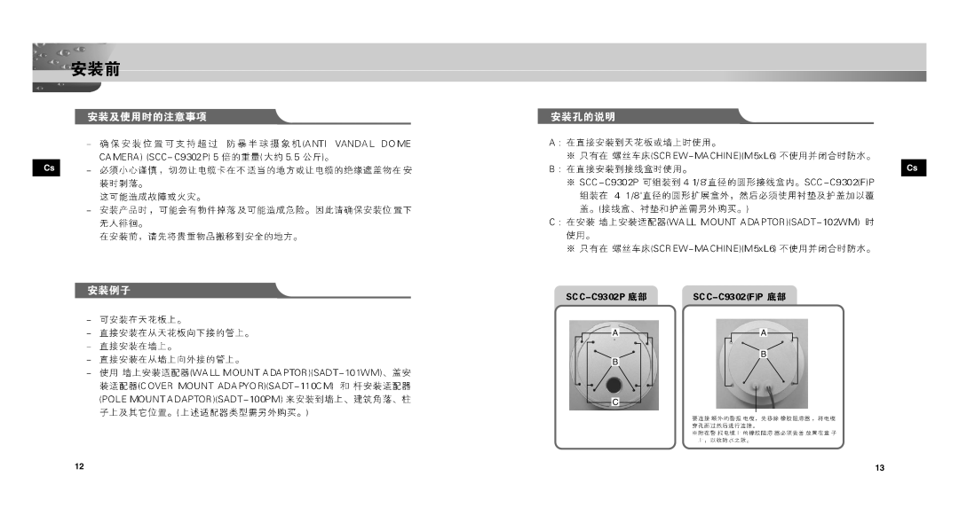 Samsung SCC-C9302P, SCC-C9302FP manual 