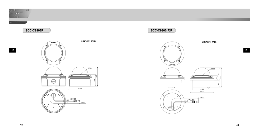 Samsung SCC-C9302FP, SCCC9302FP/SAU, SCC-C9302P/SAU manual Einheit mm 