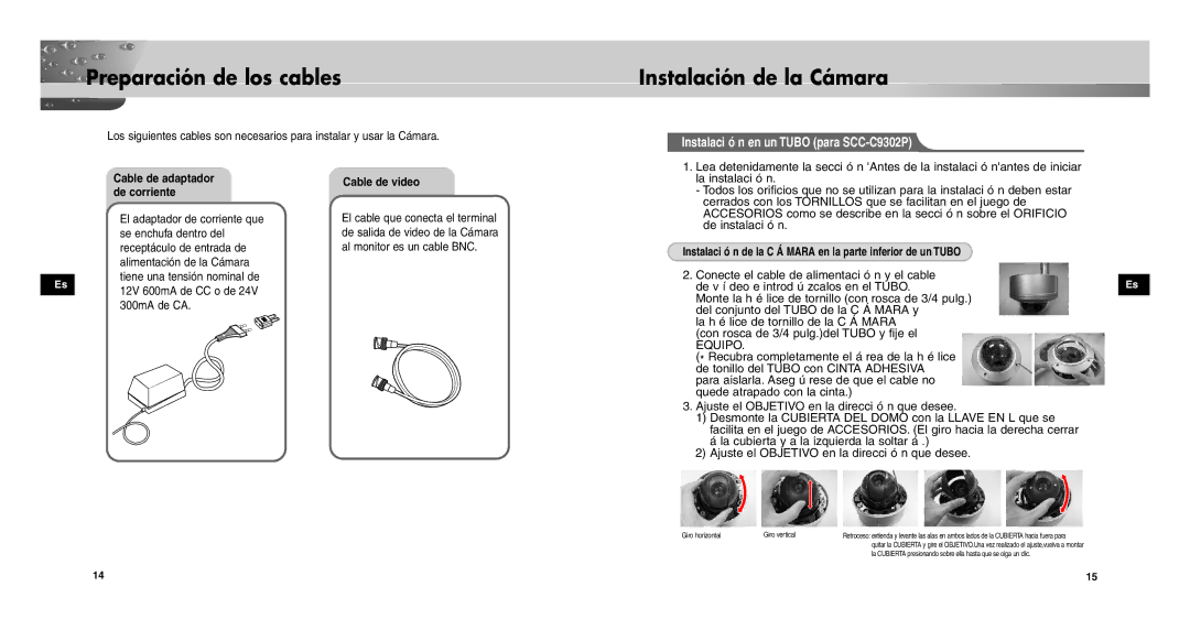 Samsung SCC-C9302P/SAU, SCCC9302FP/SAU, SCC-C9302FP manual Preparación de los cables, Cable de video, Equipo 