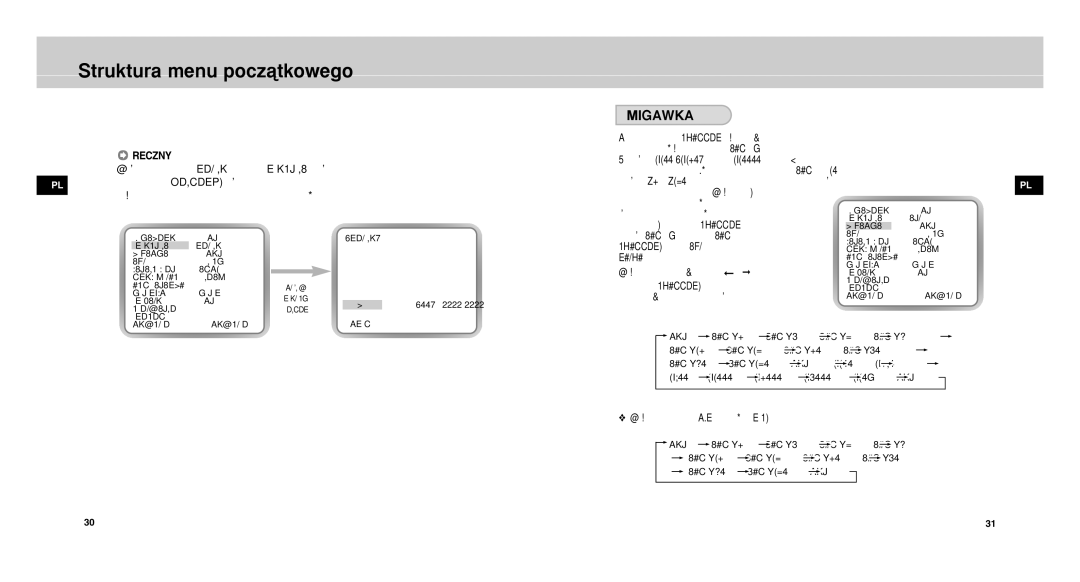 Samsung SCCC9302FP/SAU, SCC-C9302P/SAU, SCC-C9302FP manual Ruchu, Je˝eli b´dziesz przyciskaç i w menu 