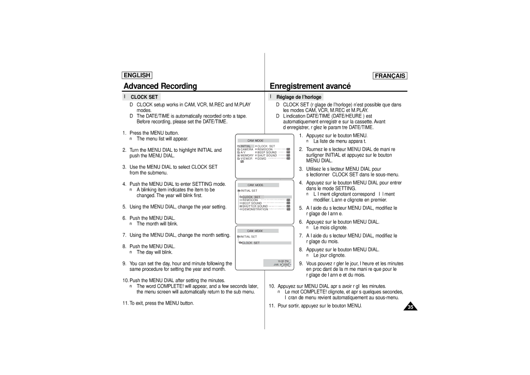 Samsung AD68-00541C, SCD 180 manual Clock SET 