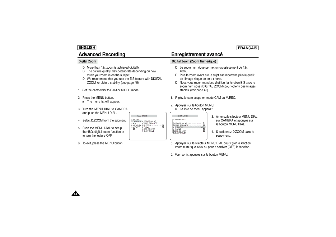 Samsung SCD 180, AD68-00541C manual Digital Zoom 