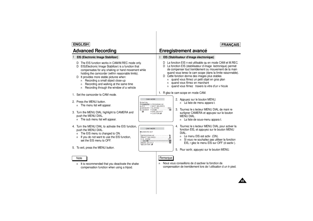 Samsung AD68-00541C, SCD 180 manual Turn the Menu Dial highlight to Camera, Surligner Camera et appuyez sur le bouton 