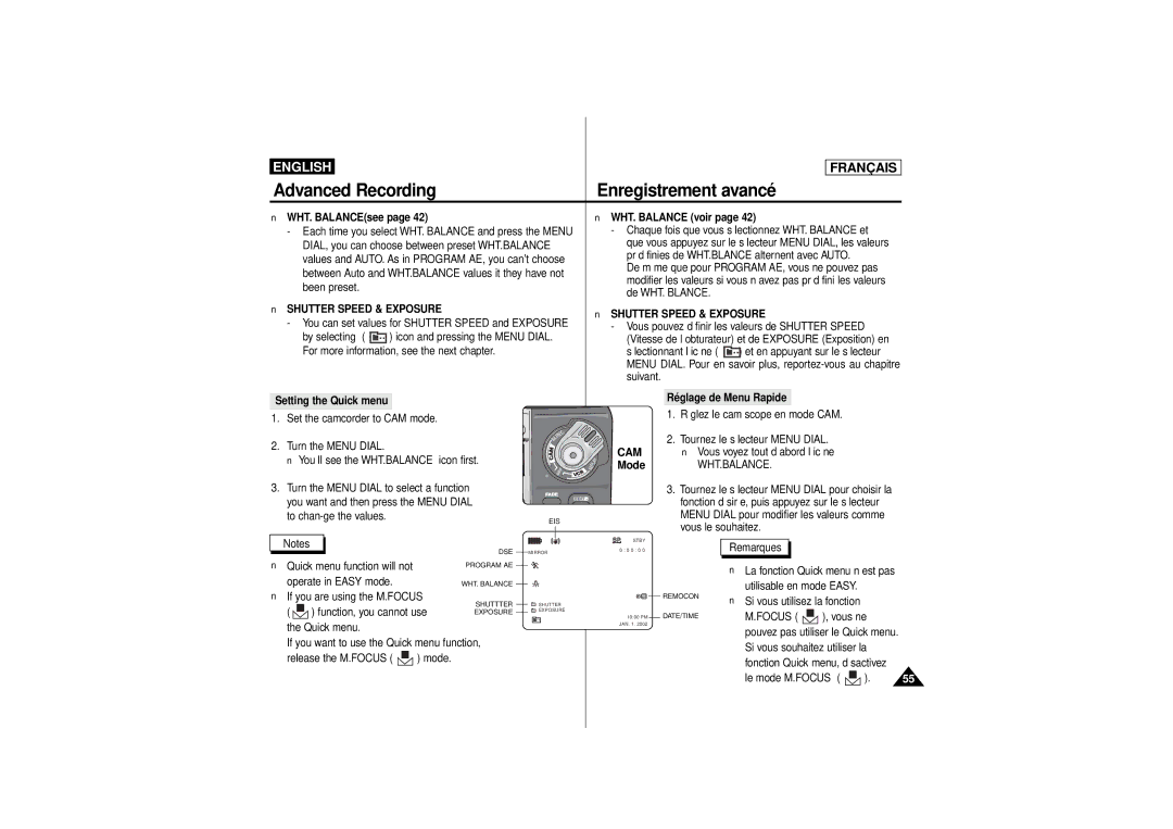 Samsung AD68-00541C, SCD 180 manual Advanced Recording, Shutter Speed & Exposure 