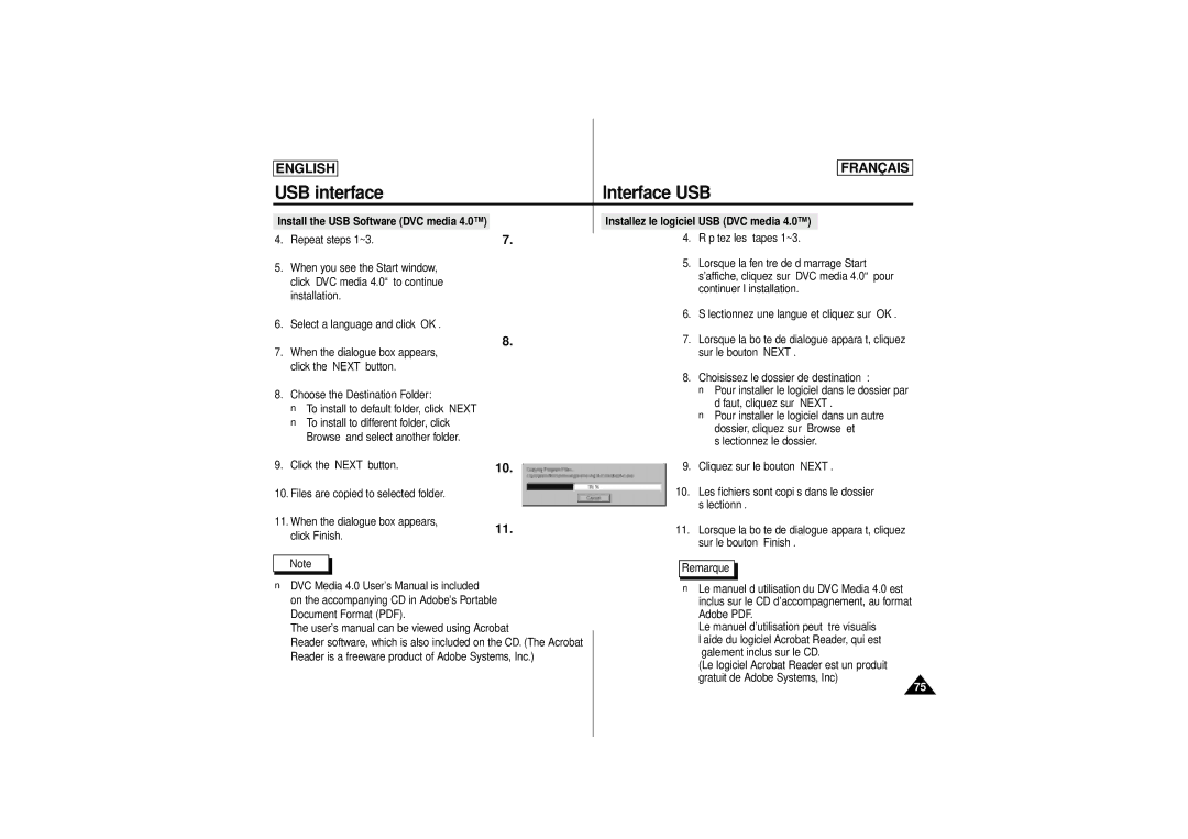 Samsung AD68-00541C, SCD 180 manual When the dialogue box appears, Sur le bouton Next, Défaut, cliquez sur Next 