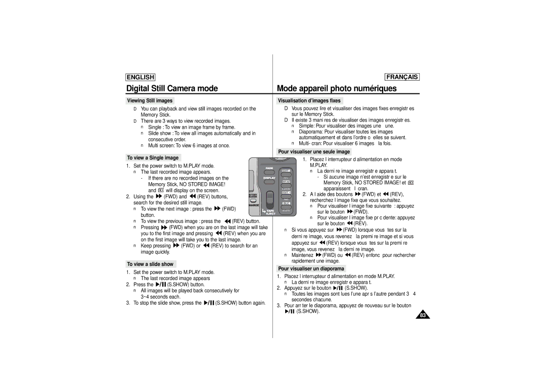 Samsung AD68-00541C, SCD 180 manual Viewing Still images, To view a slide show 