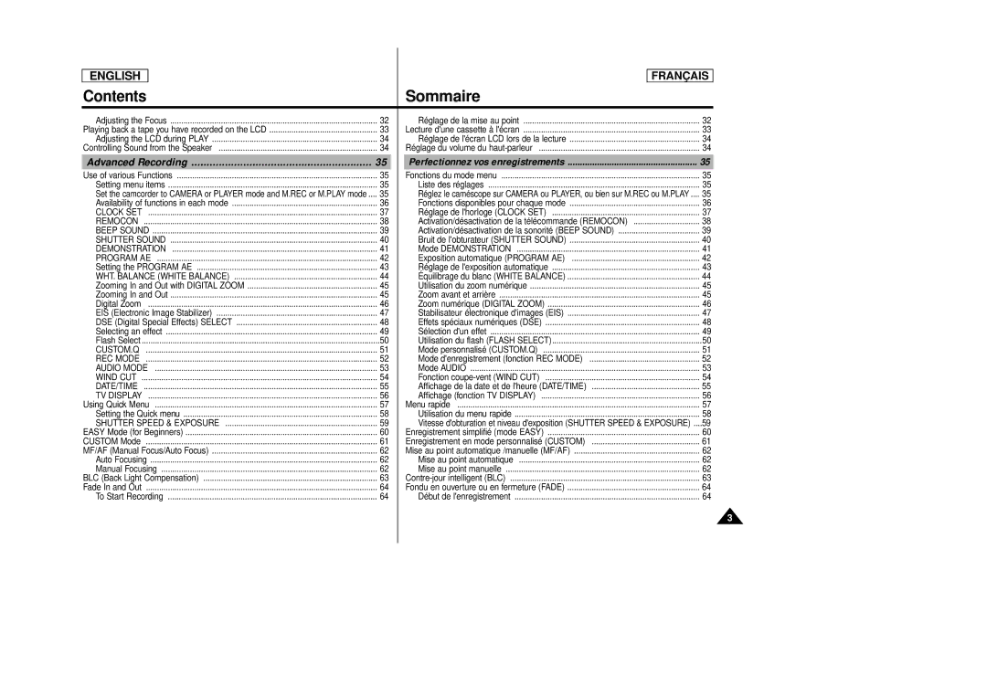 Samsung AD68-00516C, SCD 86 manual Advanced Recording, WHT. Balance White Balance 