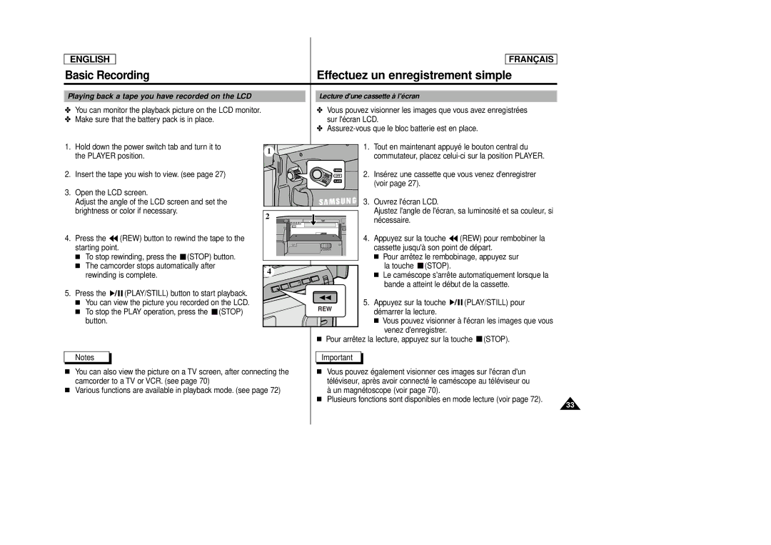 Samsung AD68-00516C, SCD 86 manual Effectuez un enregistrement simple 