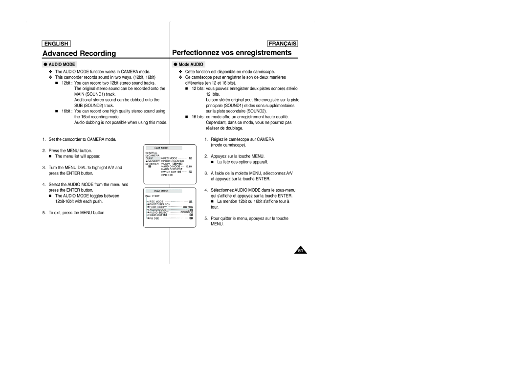 Samsung SCD101 manual Ce caméscope peut enregistrer le son de deux manières, Main SOUND1 track Bits, SUB SOUND2 track, Tour 