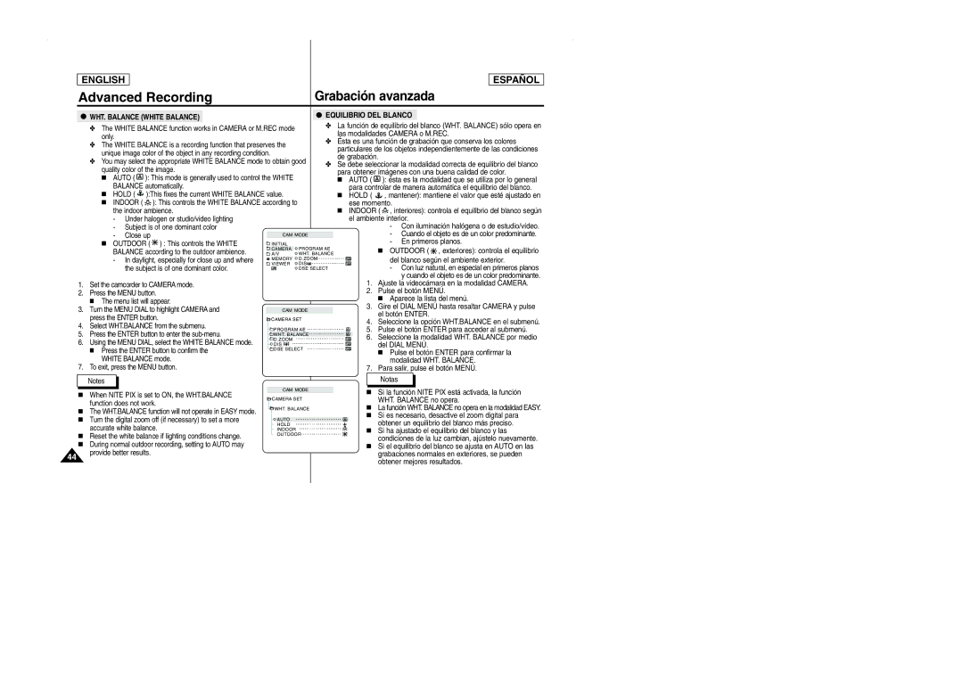 Samsung SCD103 manual Auto, Hold, Indoor 