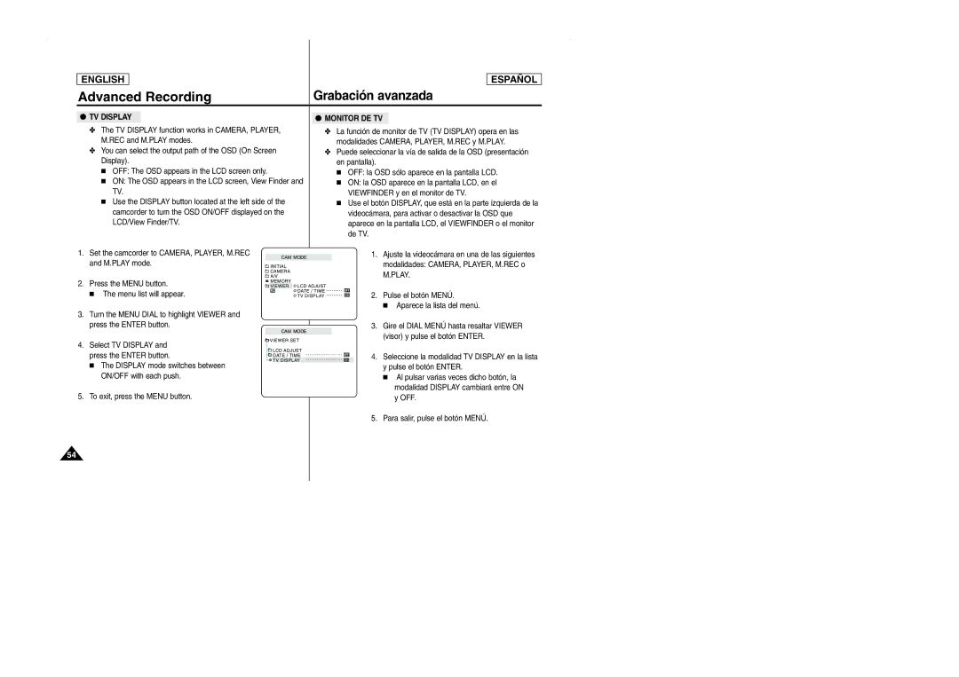 Samsung SCD103 manual TV Display, Monitor DE TV 