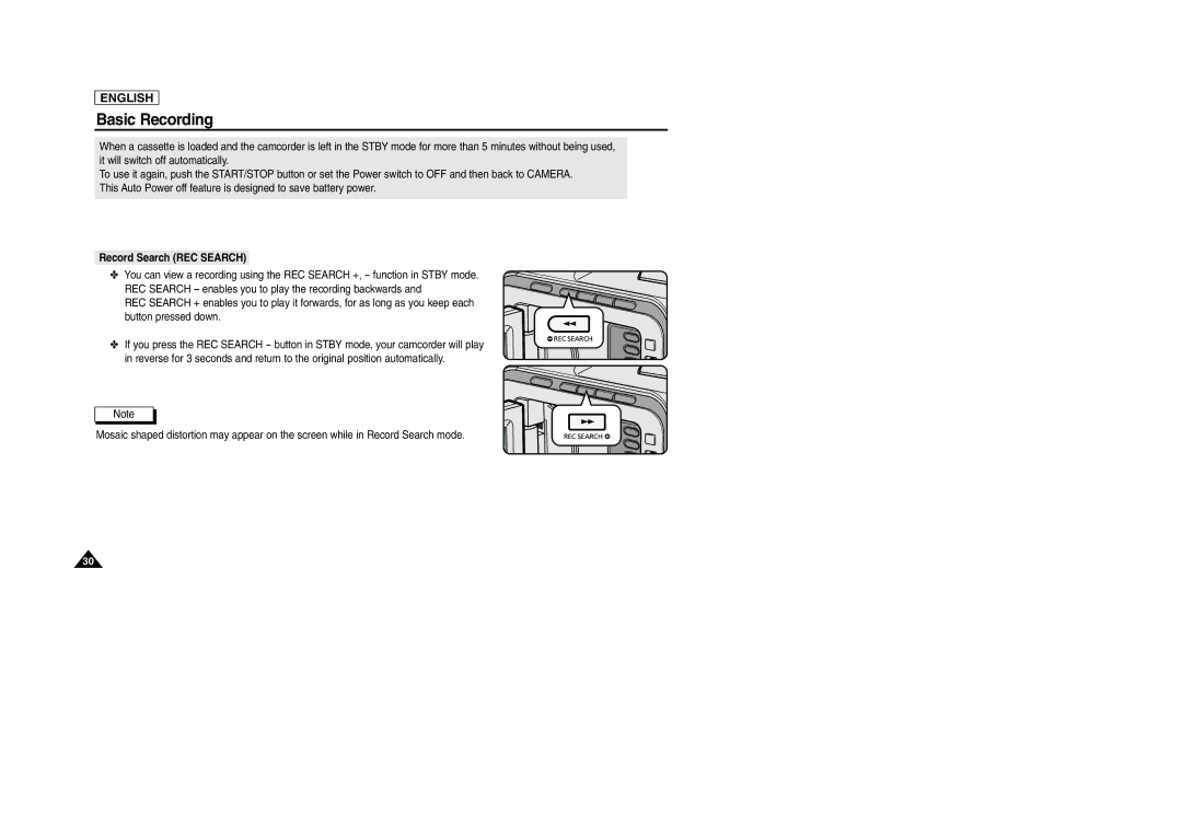 Samsung SCD103/D105 manual Record Search REC Search 