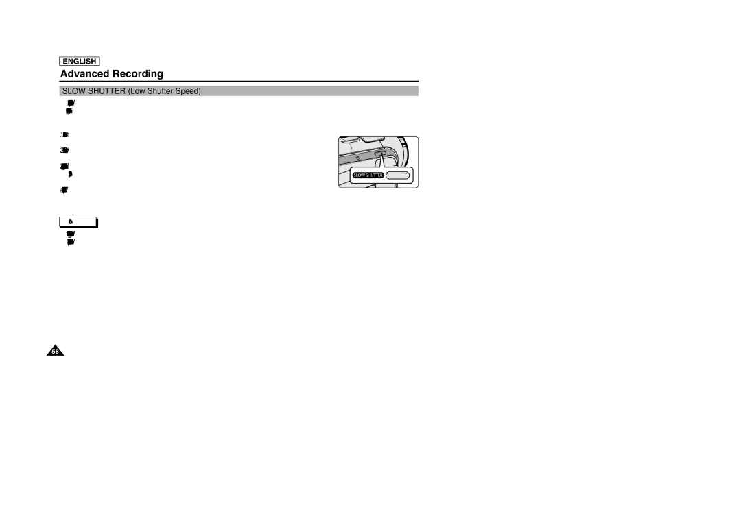 Samsung SCD105 manual Slow Shutter Low Shutter Speed 