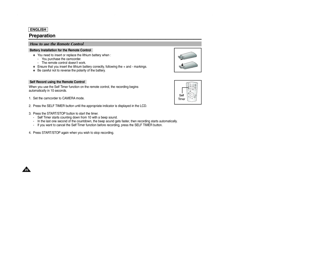 Samsung SCD107 manual How to use the Remote Control, Battery Installation for the Remote Control 