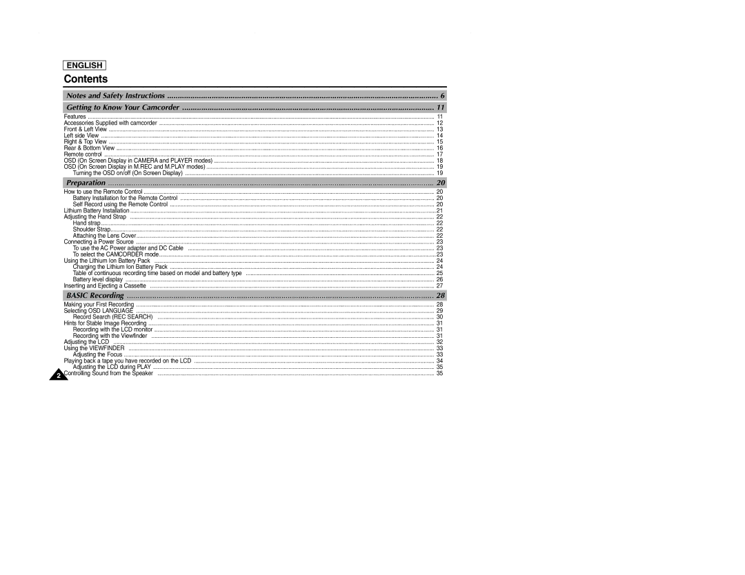 Samsung SCD107 manual Contents 